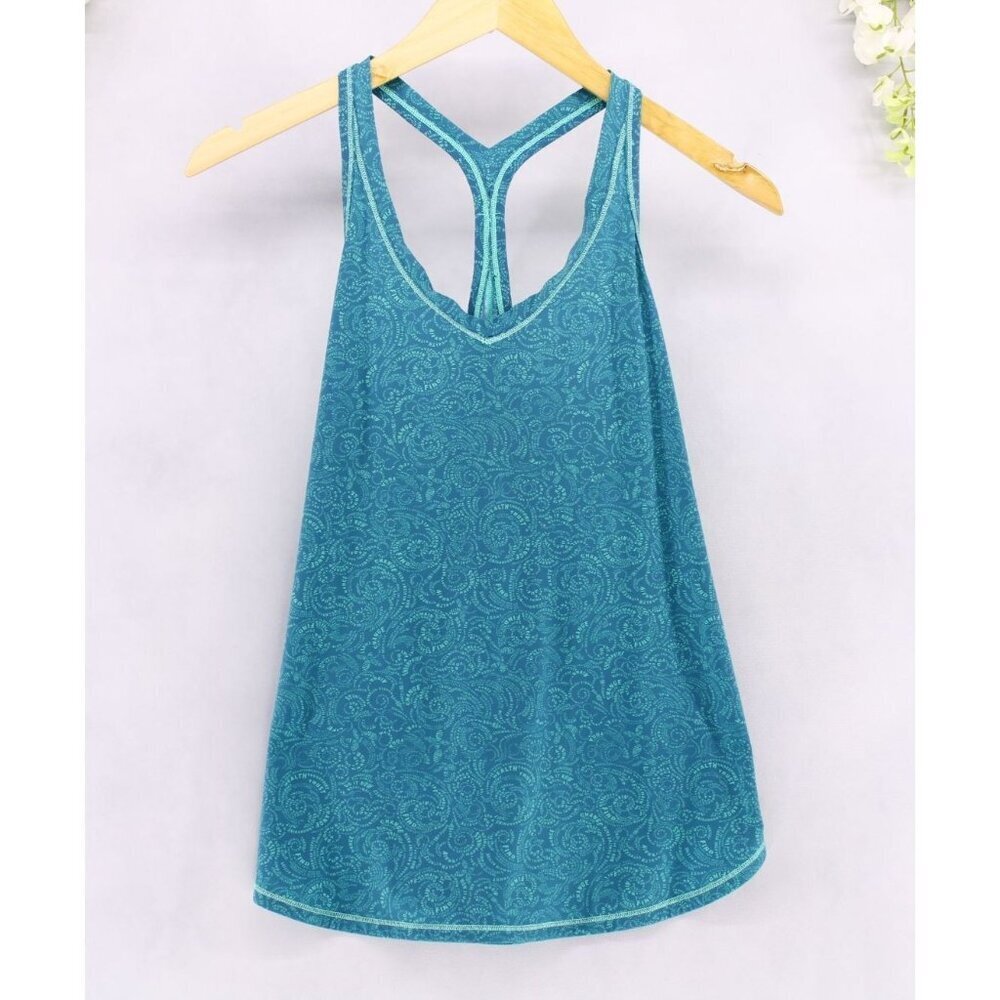 Lululemon Women's Fast Lane Singlet Tank Foil Manifesto Bali Breeze Sz 8